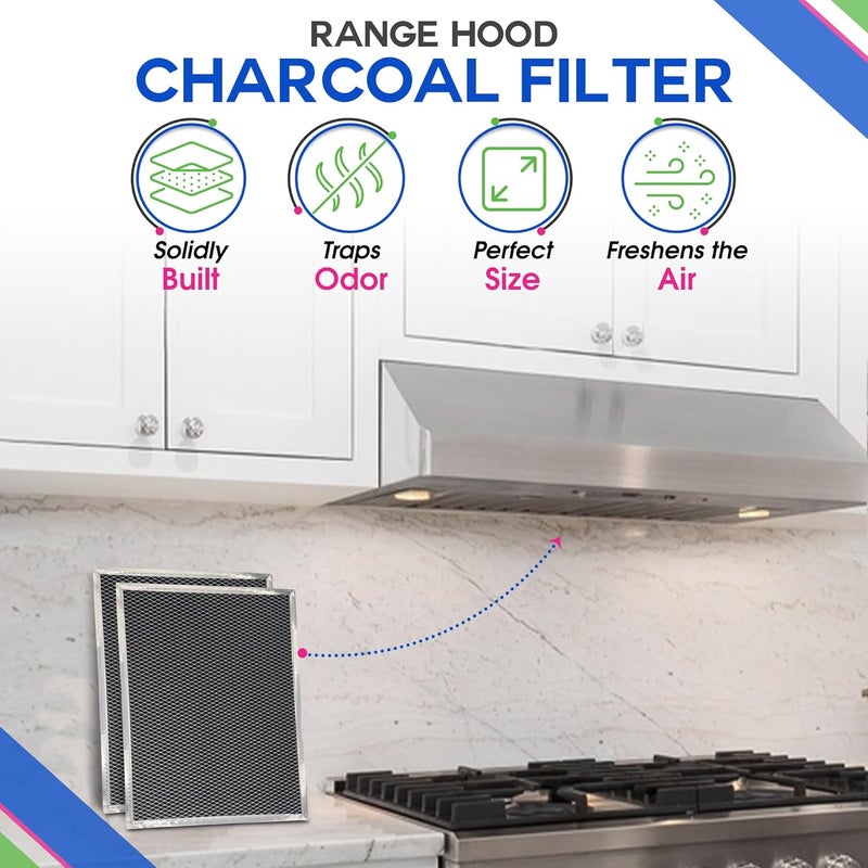 Bagean Broan Range Hood Charcoal Filter for 10.81' x 13.31' BPSF30 99010308 - Carbon Ductless Exhaust Hood Filter - Freshens Kitchen Air Over Oven (2-Pack) - Image 2